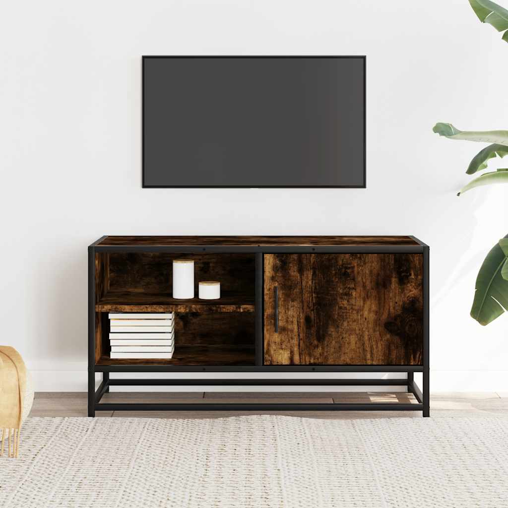 TV Cabinet Smoked Oak 80x34.5x40 cm Engineered Wood and Metal