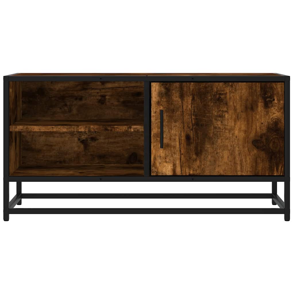 TV Cabinet Smoked Oak 80x34.5x40 cm Engineered Wood and Metal