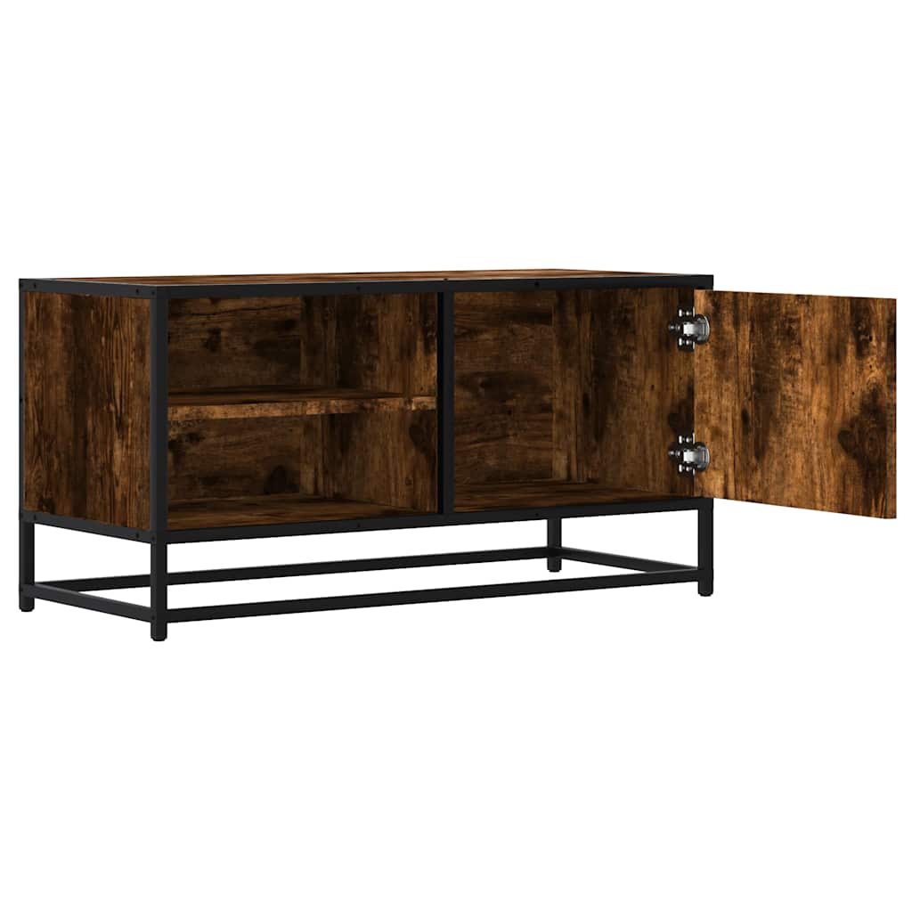 TV Cabinet Smoked Oak 80x34.5x40 cm Engineered Wood and Metal