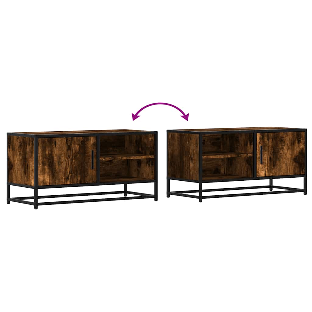 TV Cabinet Smoked Oak 80x34.5x40 cm Engineered Wood and Metal