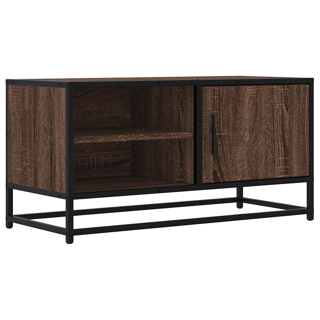 TV Cabinet Brown Oak 80x34.5x40 cm Engineered Wood and Metal