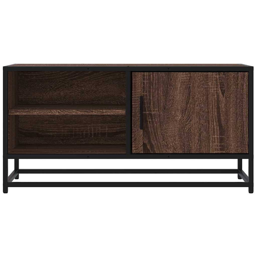 TV Cabinet Brown Oak 80x34.5x40 cm Engineered Wood and Metal