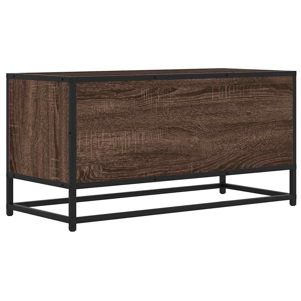 TV Cabinet Brown Oak 80x34.5x40 cm Engineered Wood and Metal