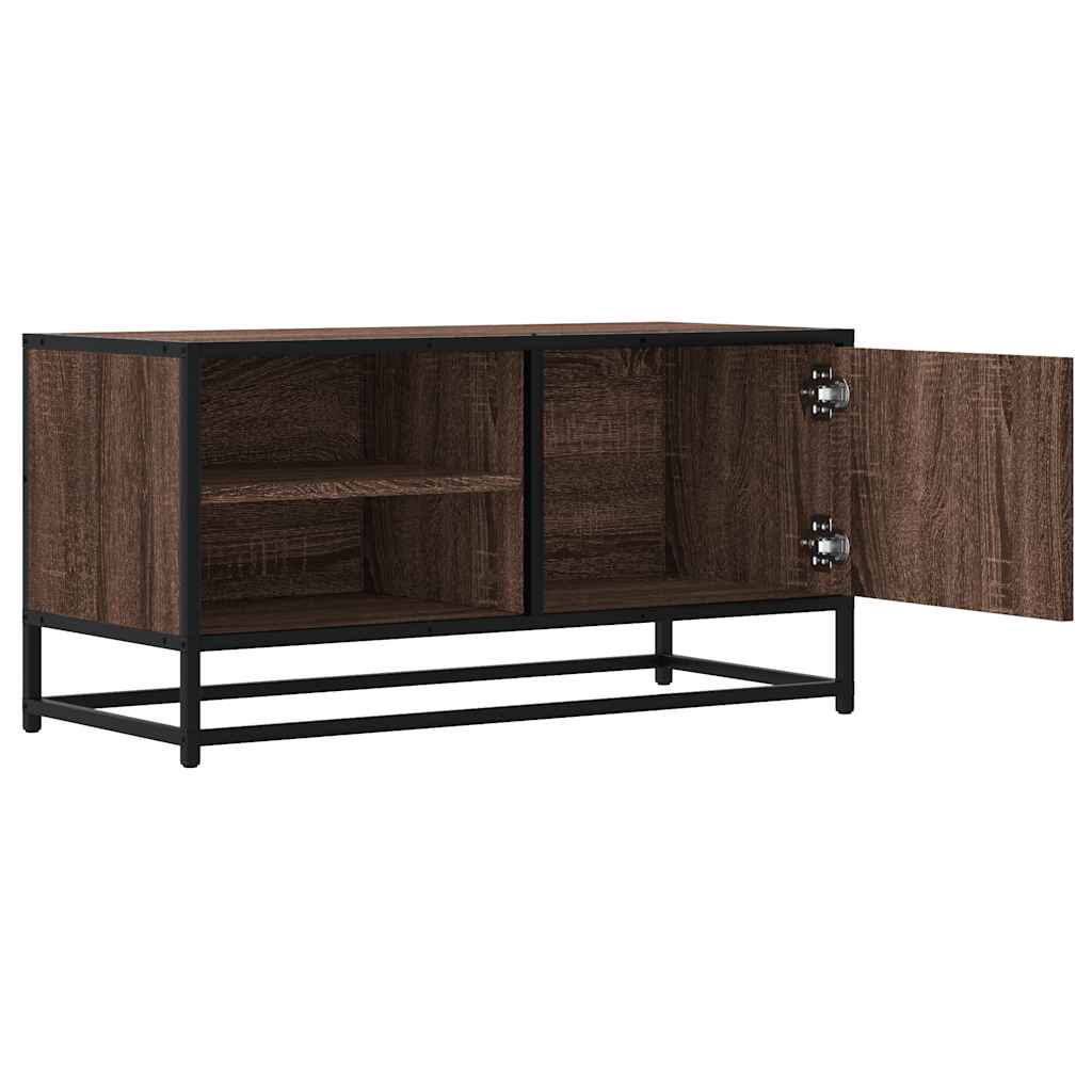 TV Cabinet Brown Oak 80x34.5x40 cm Engineered Wood and Metal