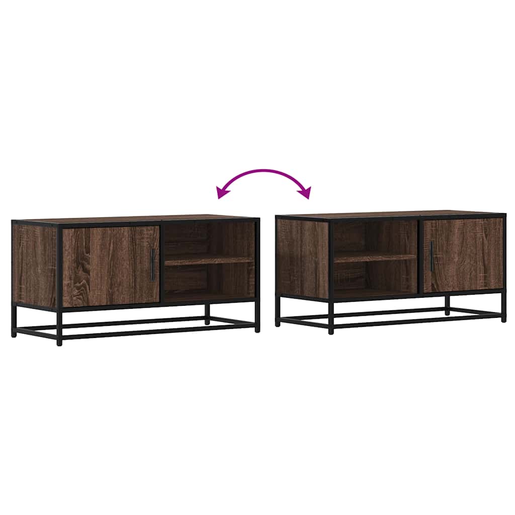 TV Cabinet Brown Oak 80x34.5x40 cm Engineered Wood and Metal
