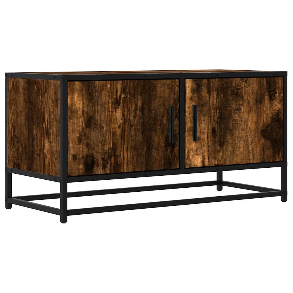 TV Cabinet Smoked Oak 80x34.5x40 cm Engineered Wood and Metal