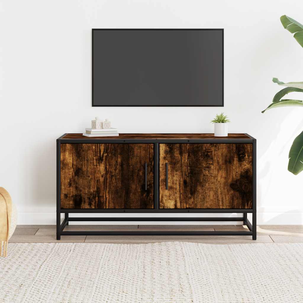 TV Cabinet Smoked Oak 80x34.5x40 cm Engineered Wood and Metal