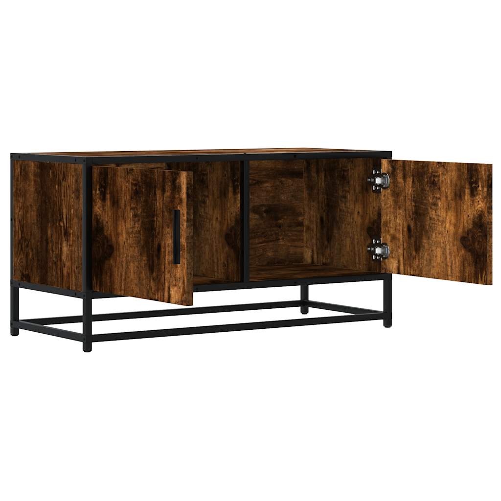 TV Cabinet Smoked Oak 80x34.5x40 cm Engineered Wood and Metal