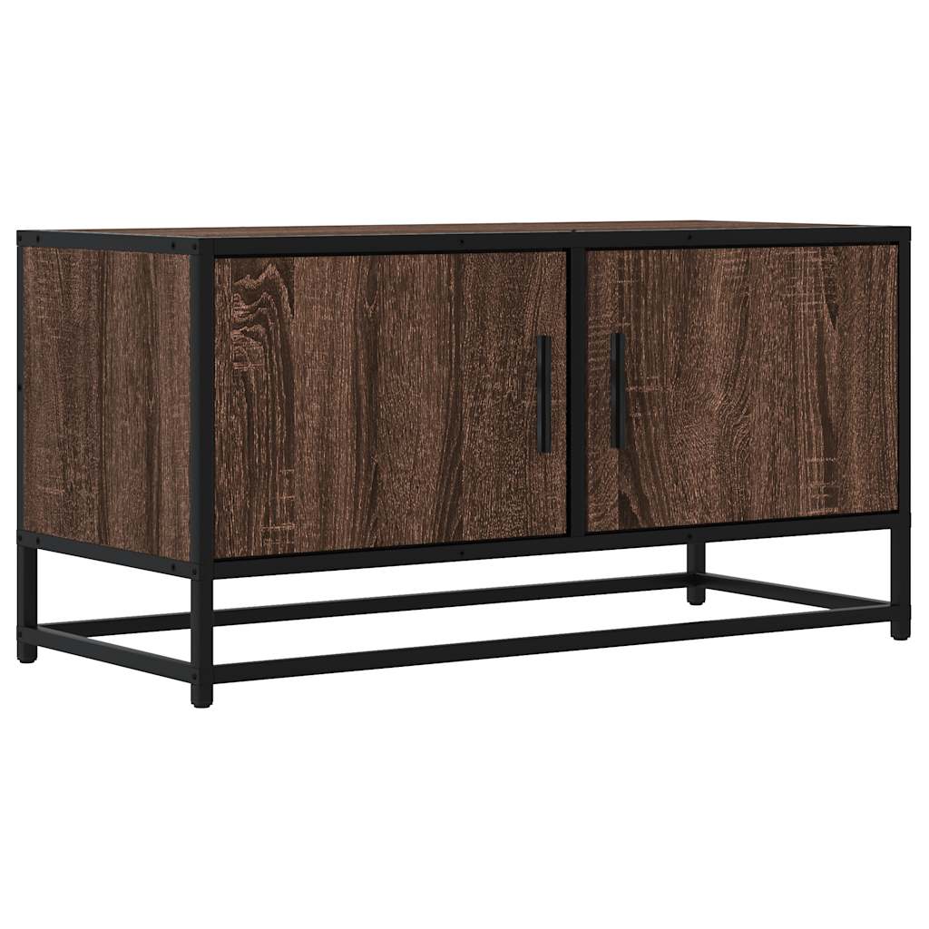 TV Cabinet Brown Oak 80x34.5x40 cm Engineered Wood and Metal
