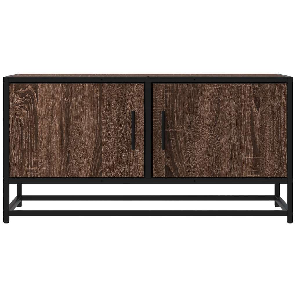 TV Cabinet Brown Oak 80x34.5x40 cm Engineered Wood and Metal