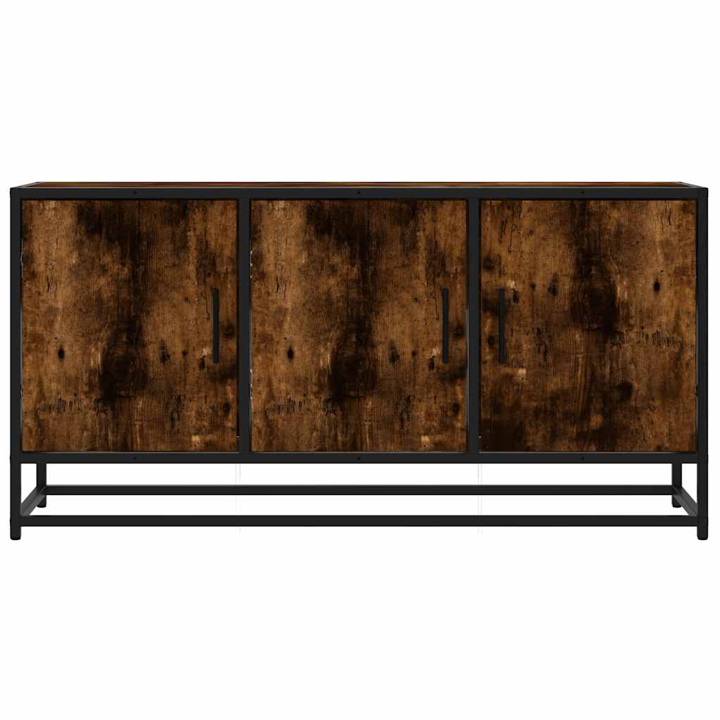 TV Cabinet Smoked Oak 100x35x50 cm Engineered Wood and Metal