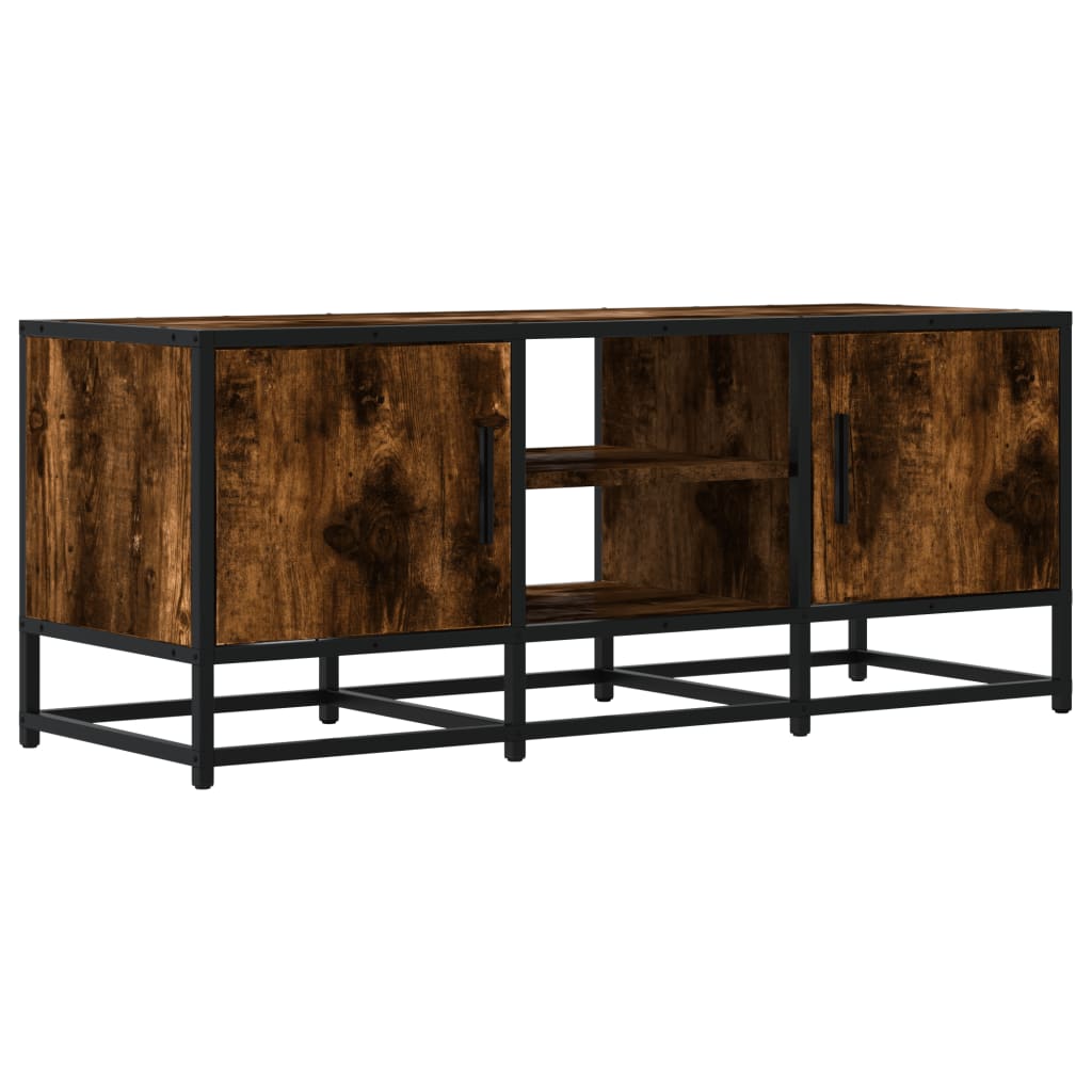 TV Cabinet Smoked Oak 100x35x41 cm Engineered Wood and Metal