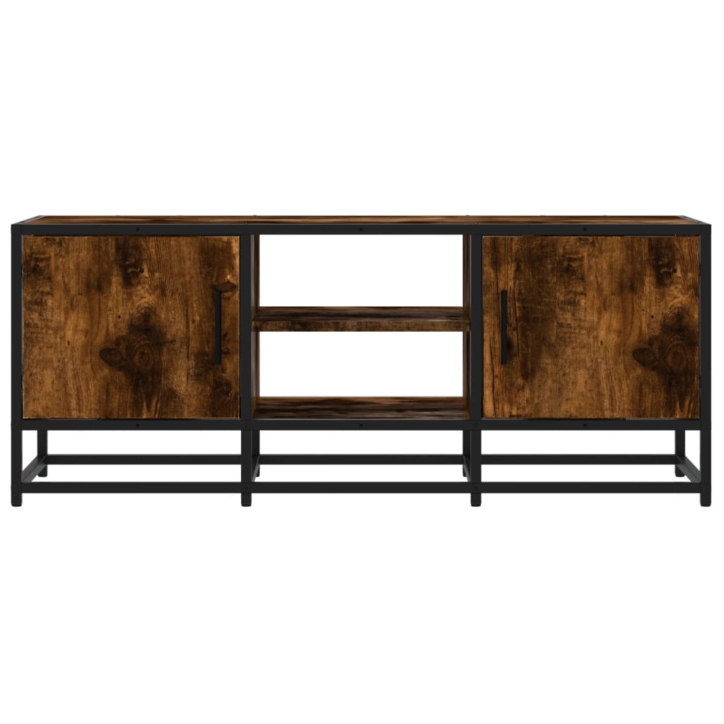 TV Cabinet Smoked Oak 100x35x41 cm Engineered Wood and Metal