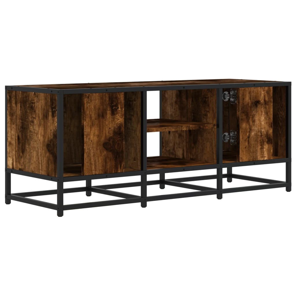 TV Cabinet Smoked Oak 100x35x41 cm Engineered Wood and Metal
