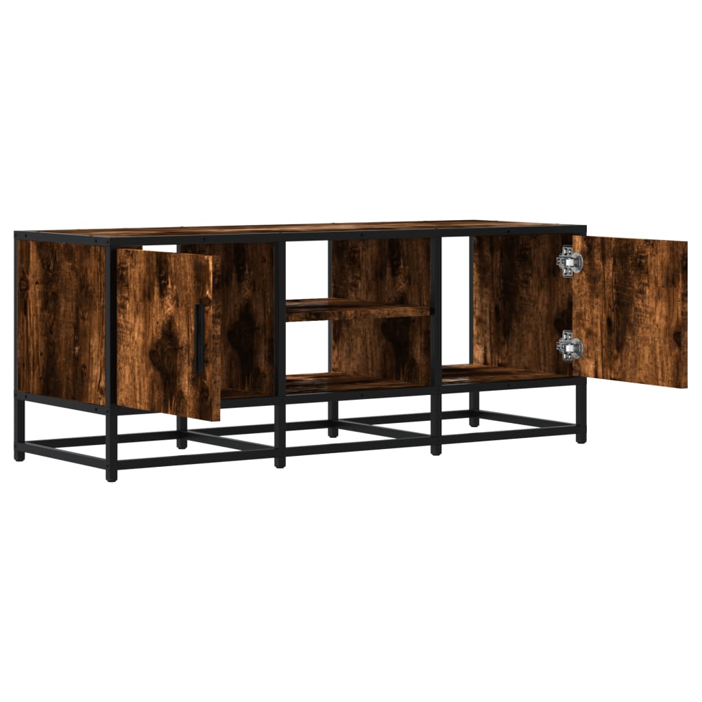 TV Cabinet Smoked Oak 100x35x41 cm Engineered Wood and Metal