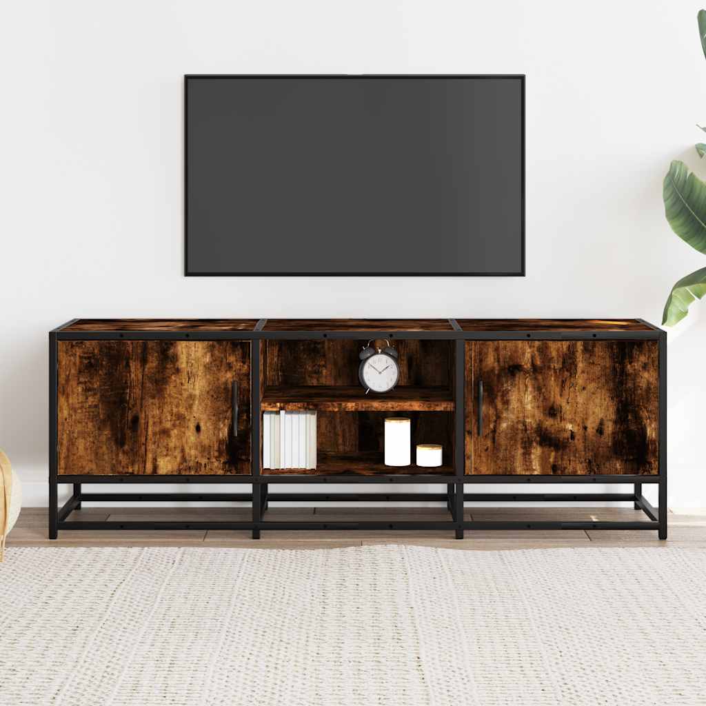 TV Cabinet Smoked Oak 120x35x41 cm Engineered Wood and Metal