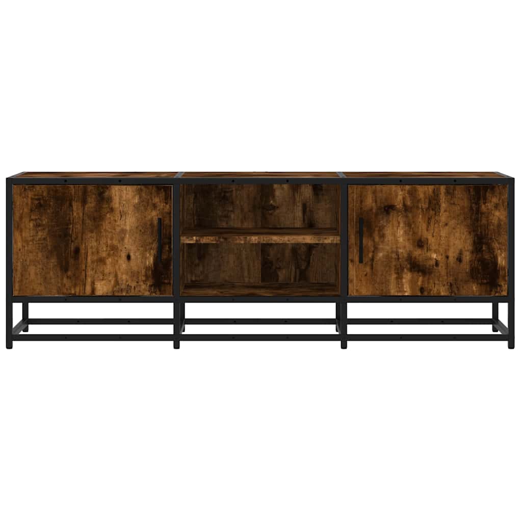 TV Cabinet Smoked Oak 120x35x41 cm Engineered Wood and Metal