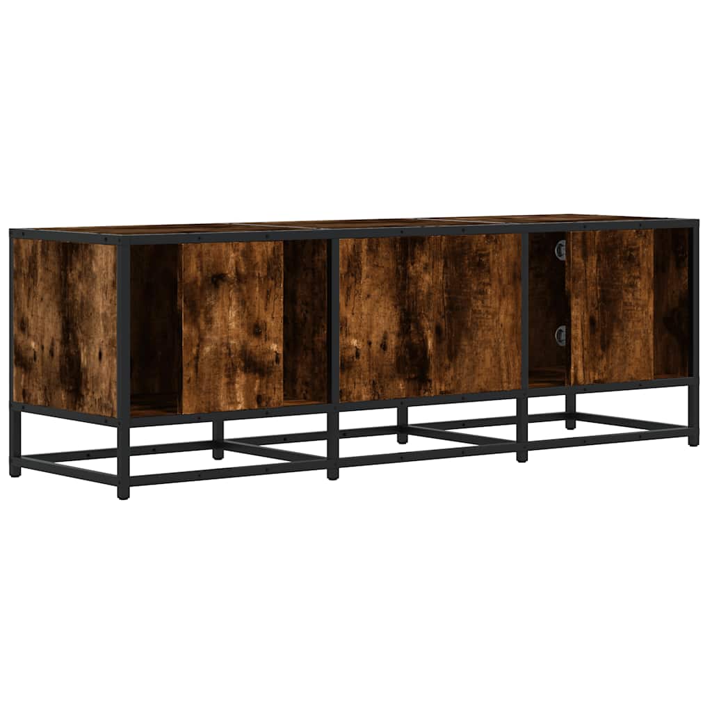 TV Cabinet Smoked Oak 120x35x41 cm Engineered Wood and Metal