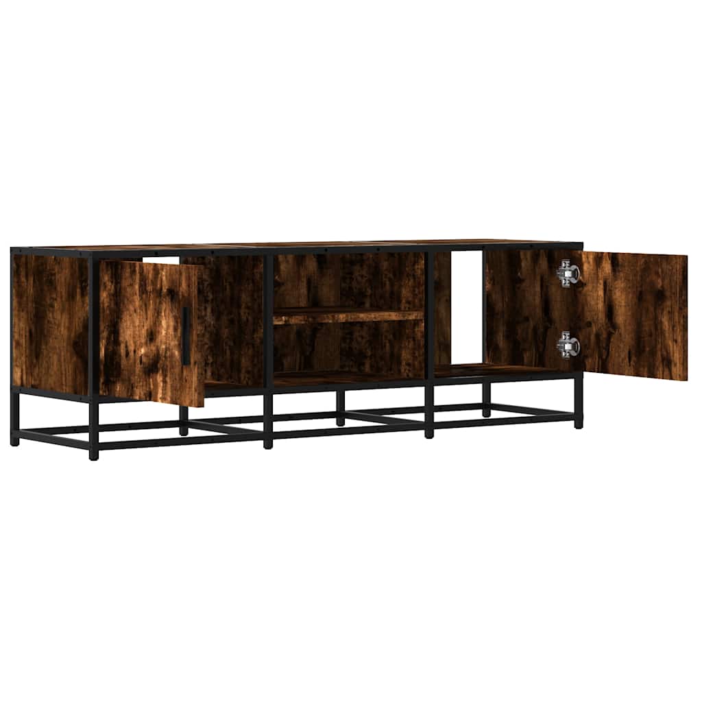 TV Cabinet Smoked Oak 120x35x41 cm Engineered Wood and Metal