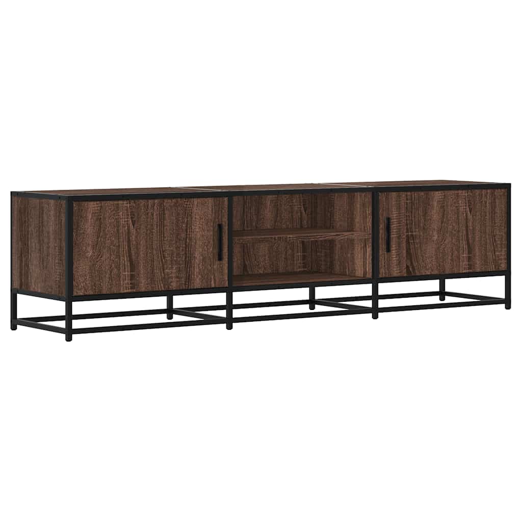 TV Cabinet Brown Oak 160x35x41 cm Engineered Wood and Metal