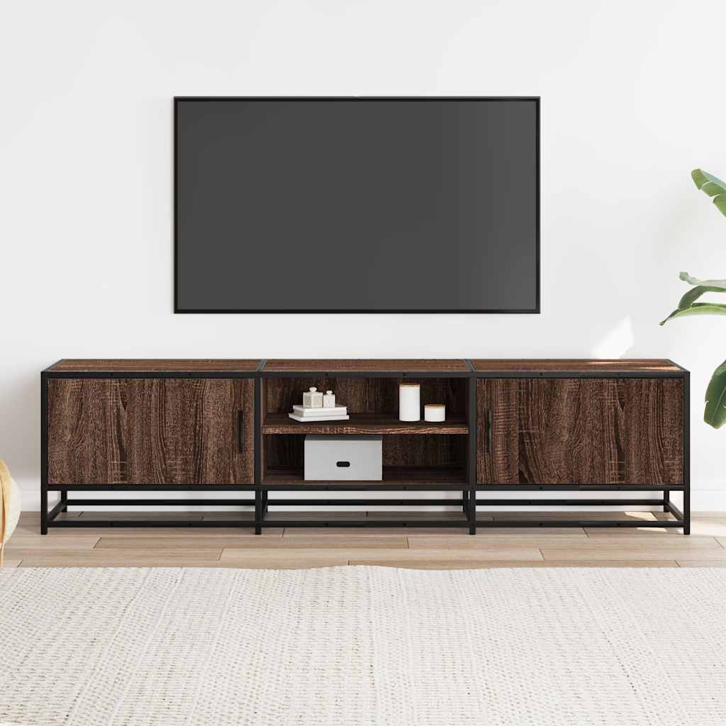 TV Cabinet Brown Oak 160x35x41 cm Engineered Wood and Metal