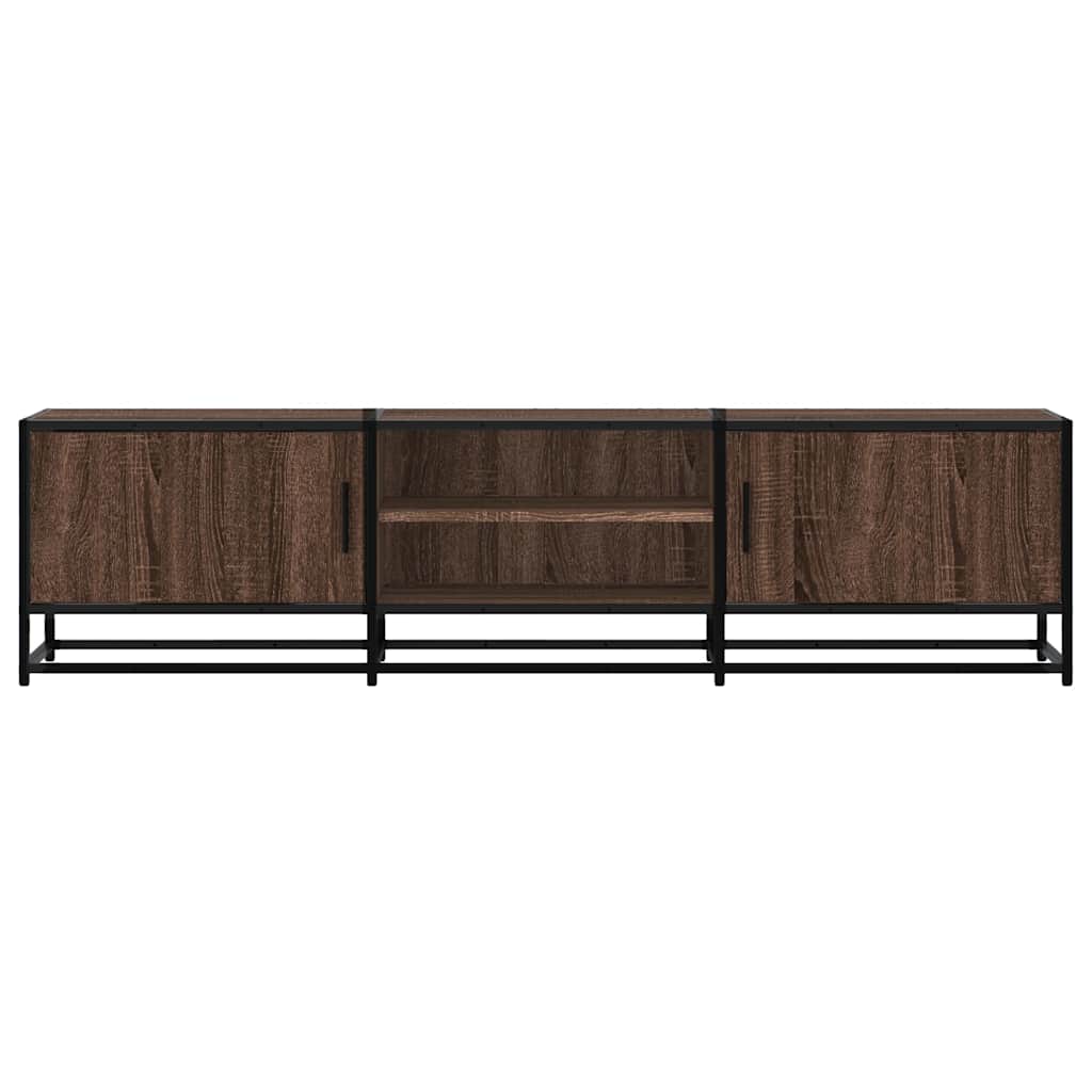 TV Cabinet Brown Oak 160x35x41 cm Engineered Wood and Metal