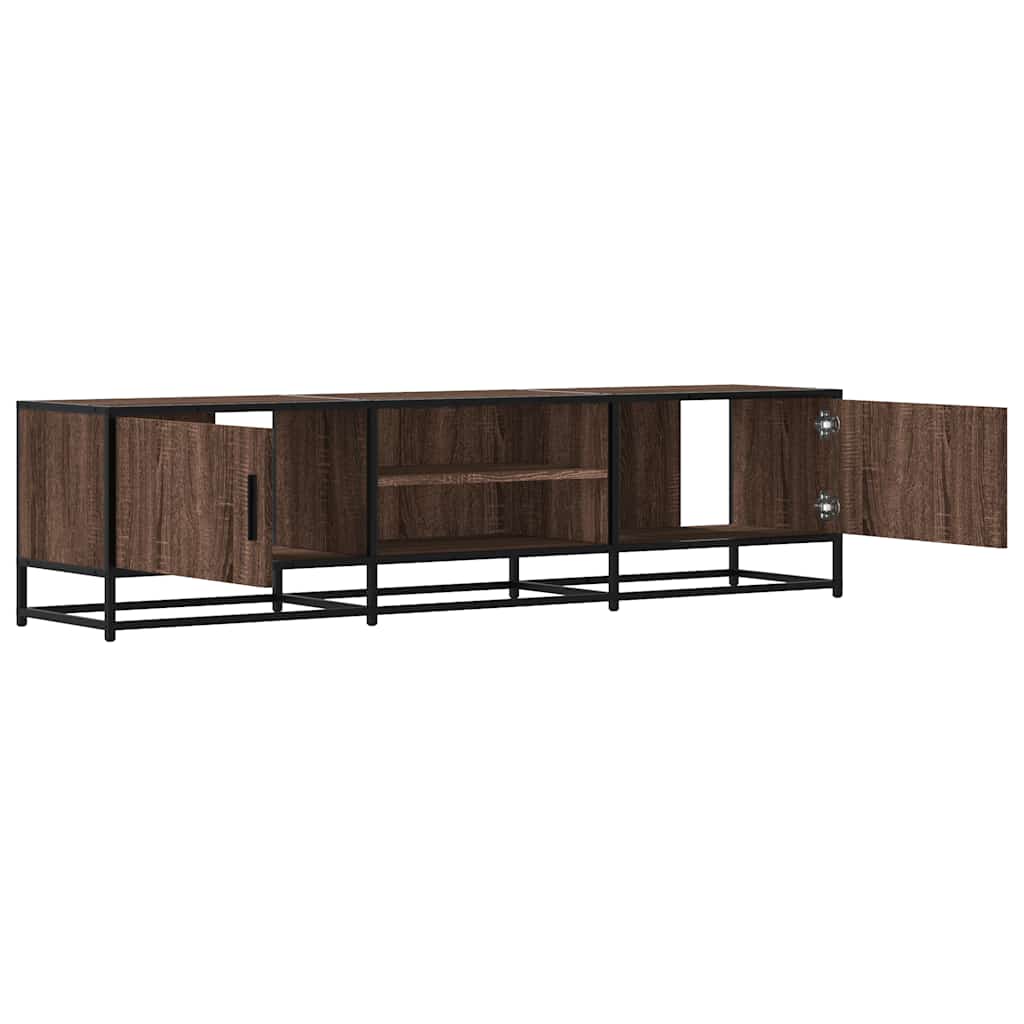 TV Cabinet Brown Oak 160x35x41 cm Engineered Wood and Metal