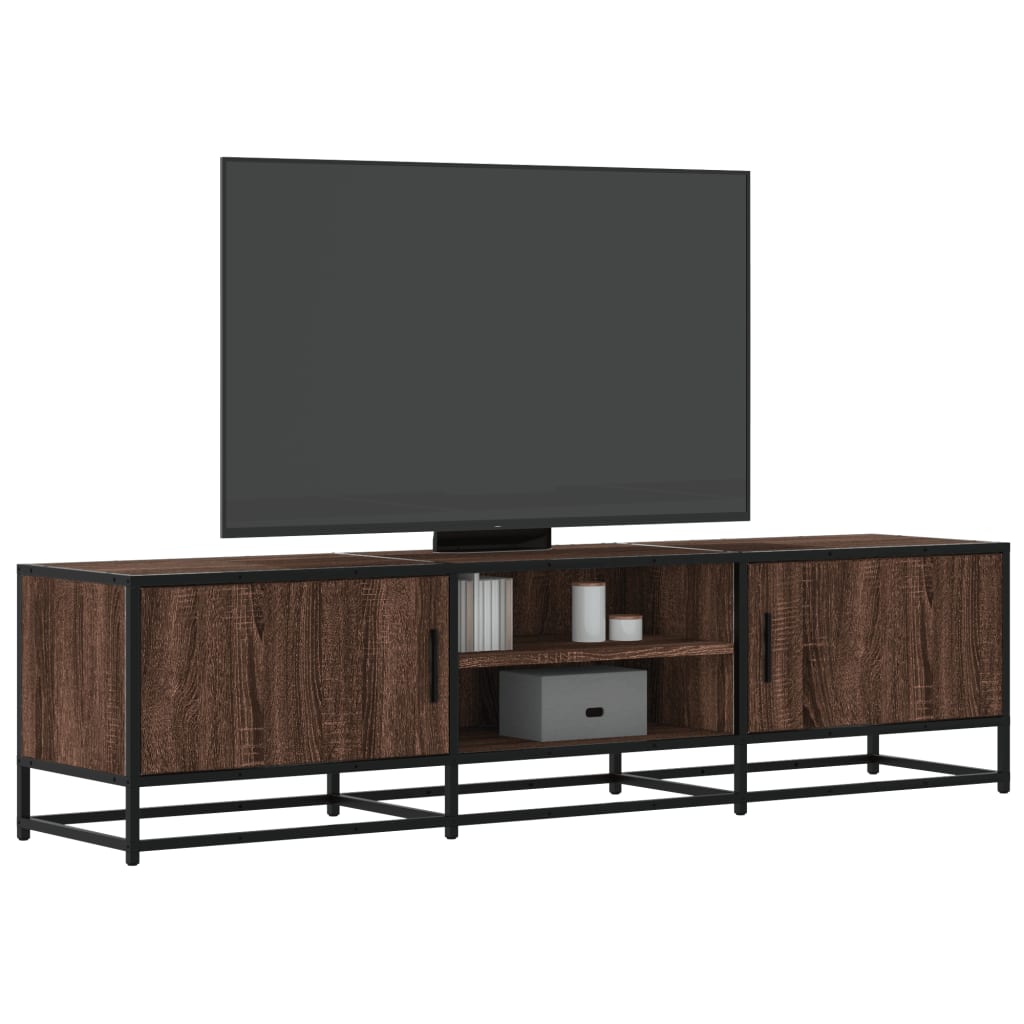 TV Cabinet Brown Oak 160x35x41 cm Engineered Wood and Metal