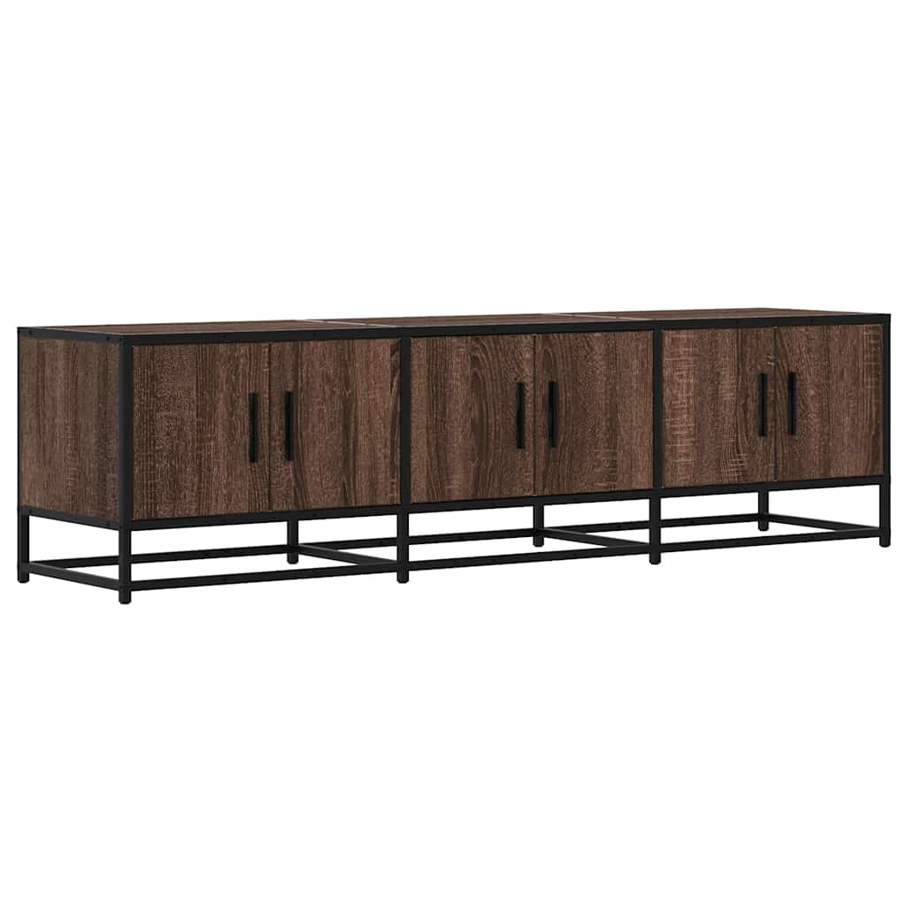 TV Cabinet Brown Oak 150x35x41 cm Engineered Wood and Metal
