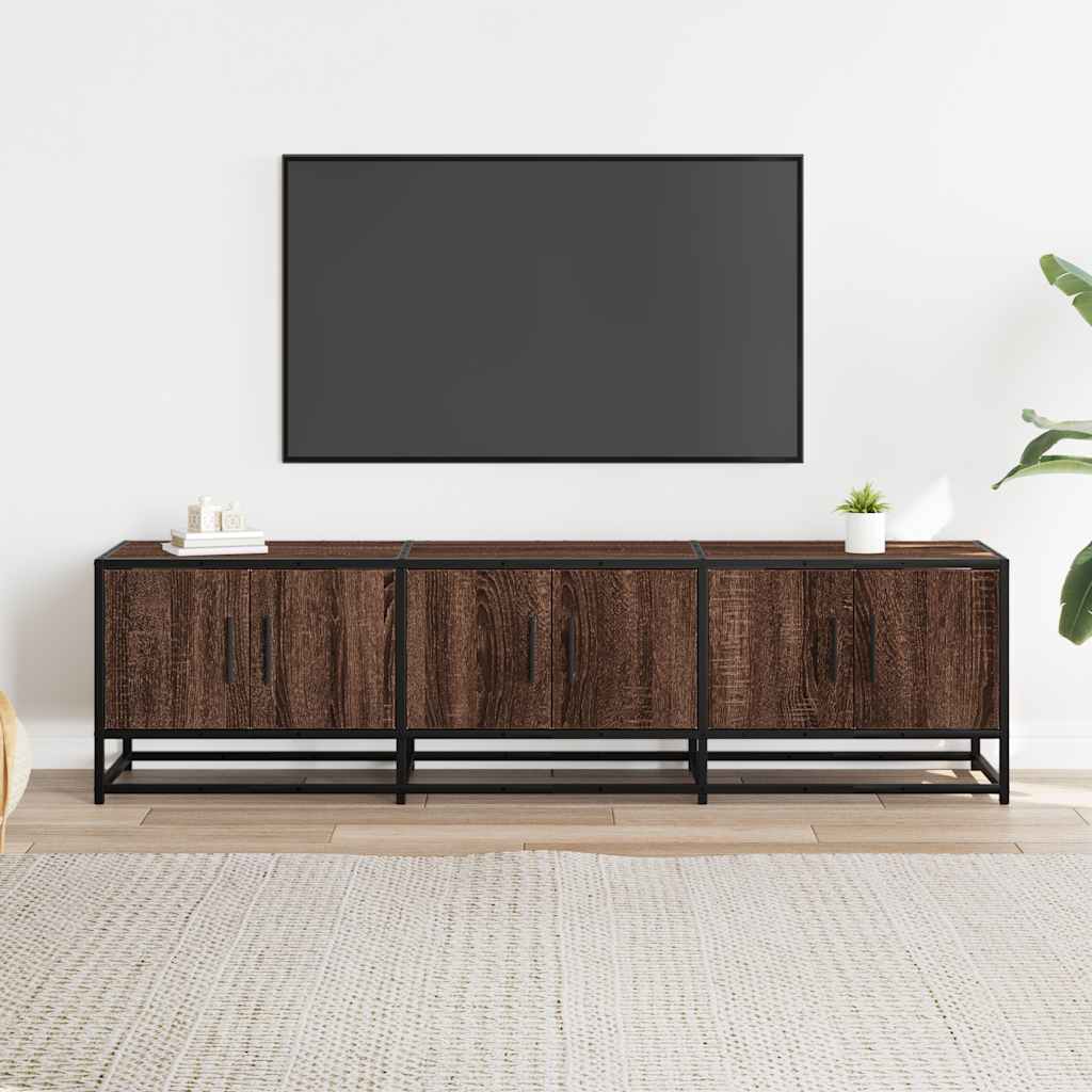 TV Cabinet Brown Oak 150x35x41 cm Engineered Wood and Metal