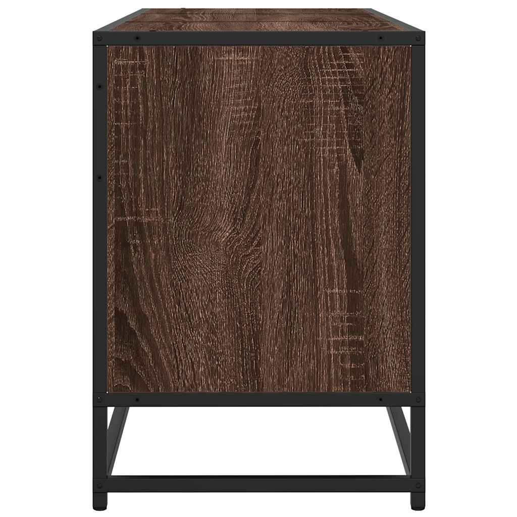 TV Cabinet Brown Oak 150x35x41 cm Engineered Wood and Metal