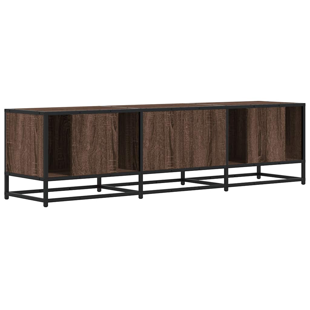 TV Cabinet Brown Oak 150x35x41 cm Engineered Wood and Metal