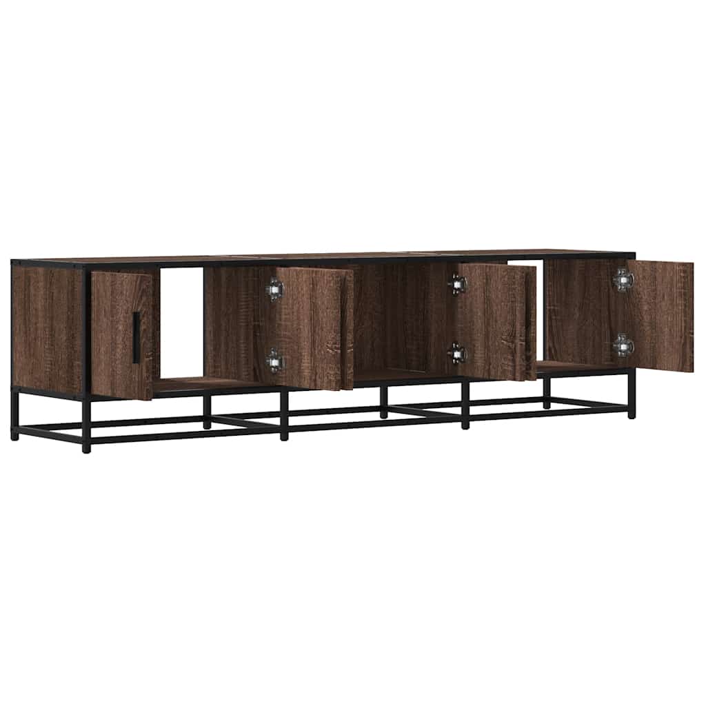 TV Cabinet Brown Oak 150x35x41 cm Engineered Wood and Metal