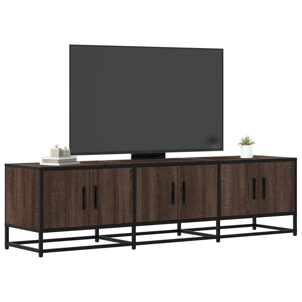 TV Cabinet Brown Oak 150x35x41 cm Engineered Wood and Metal