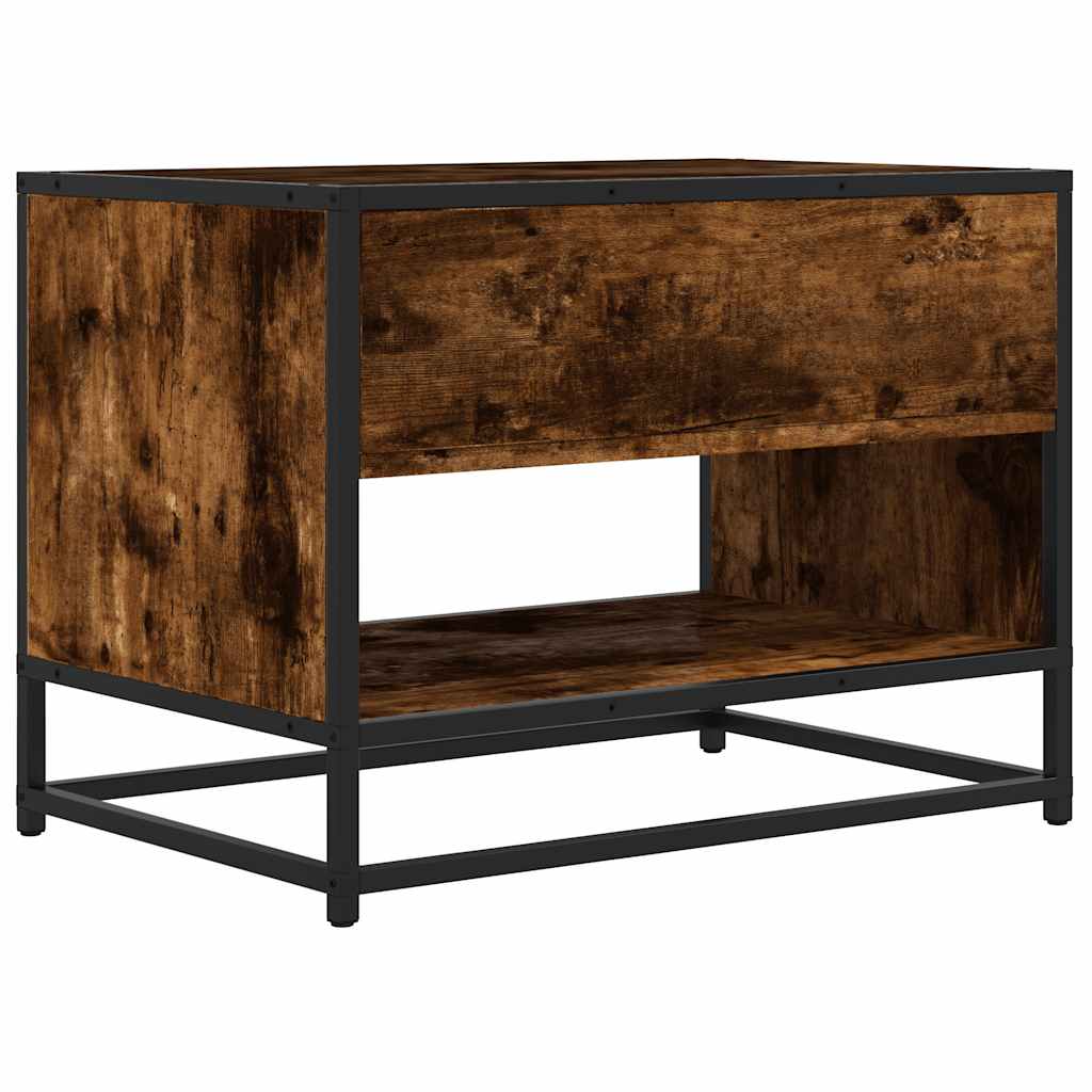 TV Cabinet Smoked Oak 61x40x46 cm Engineered Wood and Metal