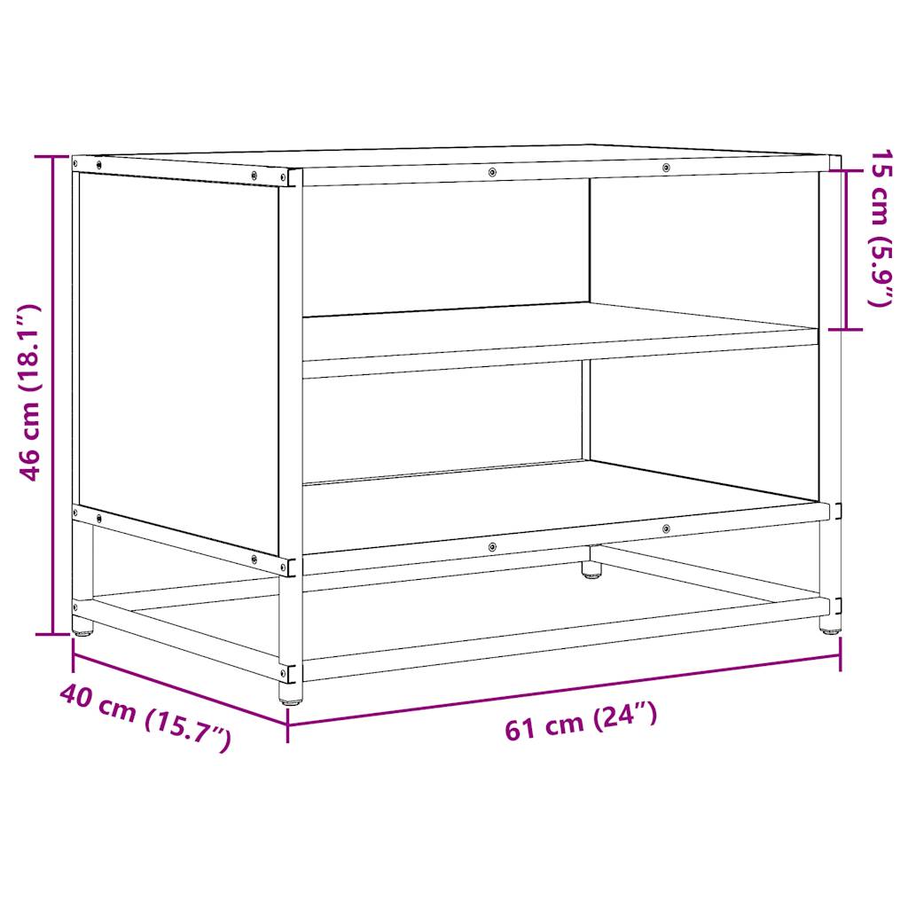 TV Cabinet Smoked Oak 61x40x46 cm Engineered Wood and Metal
