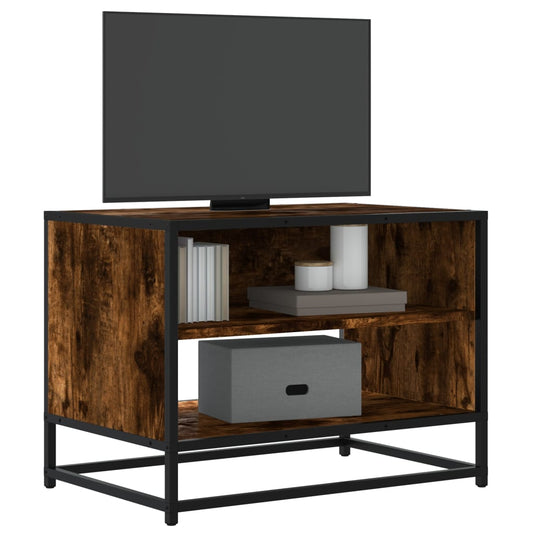 TV Cabinet Smoked Oak 61x40x46 cm Engineered Wood and Metal