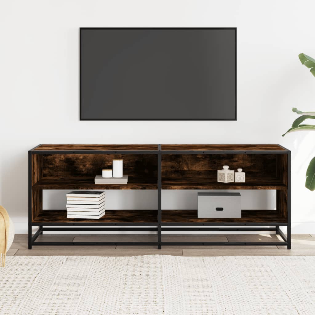 TV Cabinet Smoked Oak 120.5x40x46 cm Engineered Wood and Metal