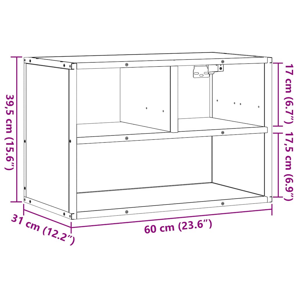 TV Cabinet Black 60x31x39.5 cm Engineered Wood and Metal