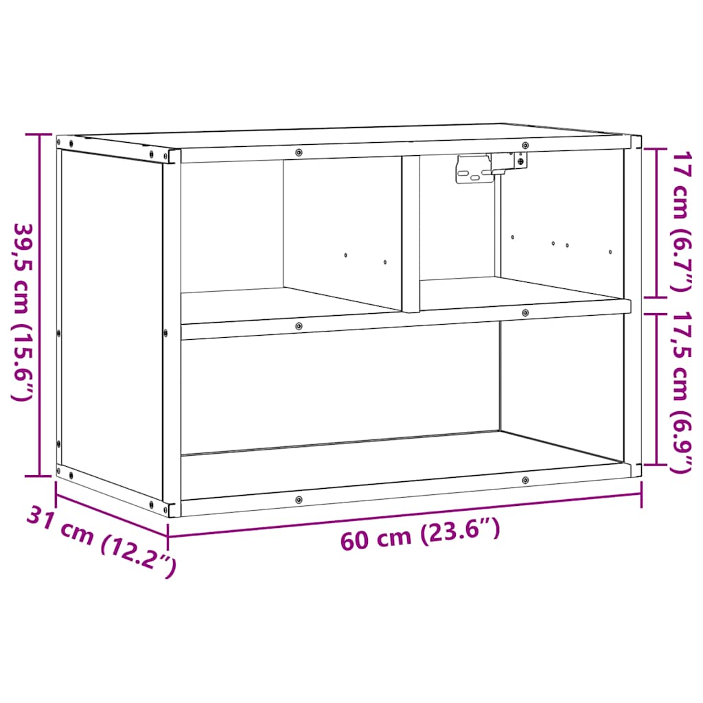TV Cabinet Brown Oak 60x31x39.5 cm Engineered Wood and Metal