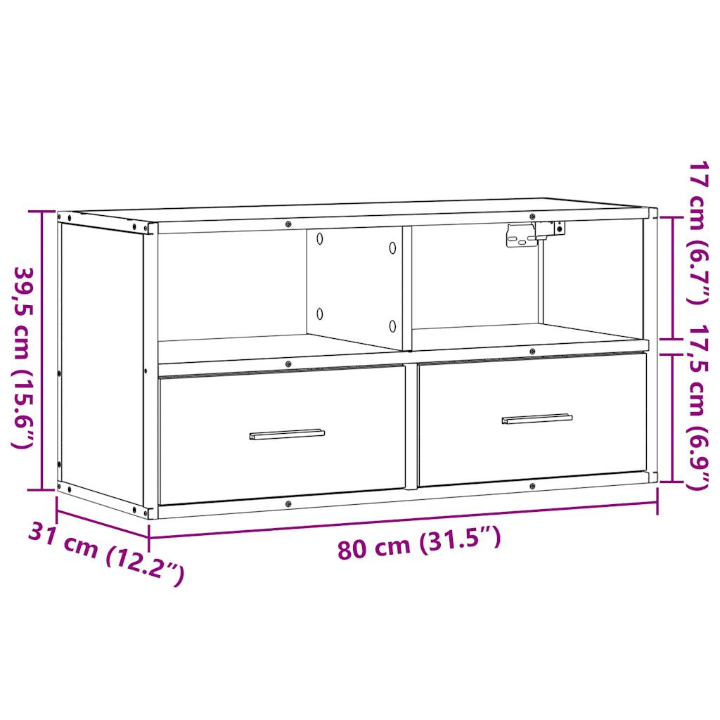TV Cabinet Black 80x31x39.5 cm Engineered Wood and Metal