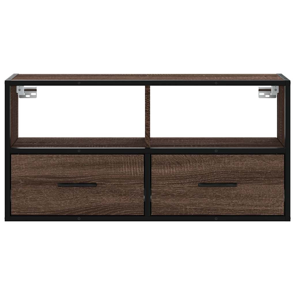 TV Cabinet Brown Oak 80x31x39.5 cm Engineered Wood and Metal