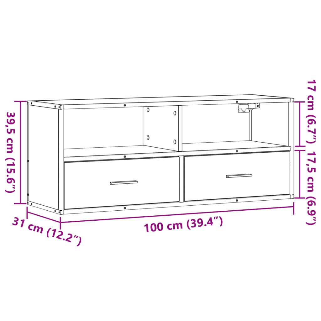 TV Cabinet Black 100x31x39.5 cm Engineered Wood and Metal