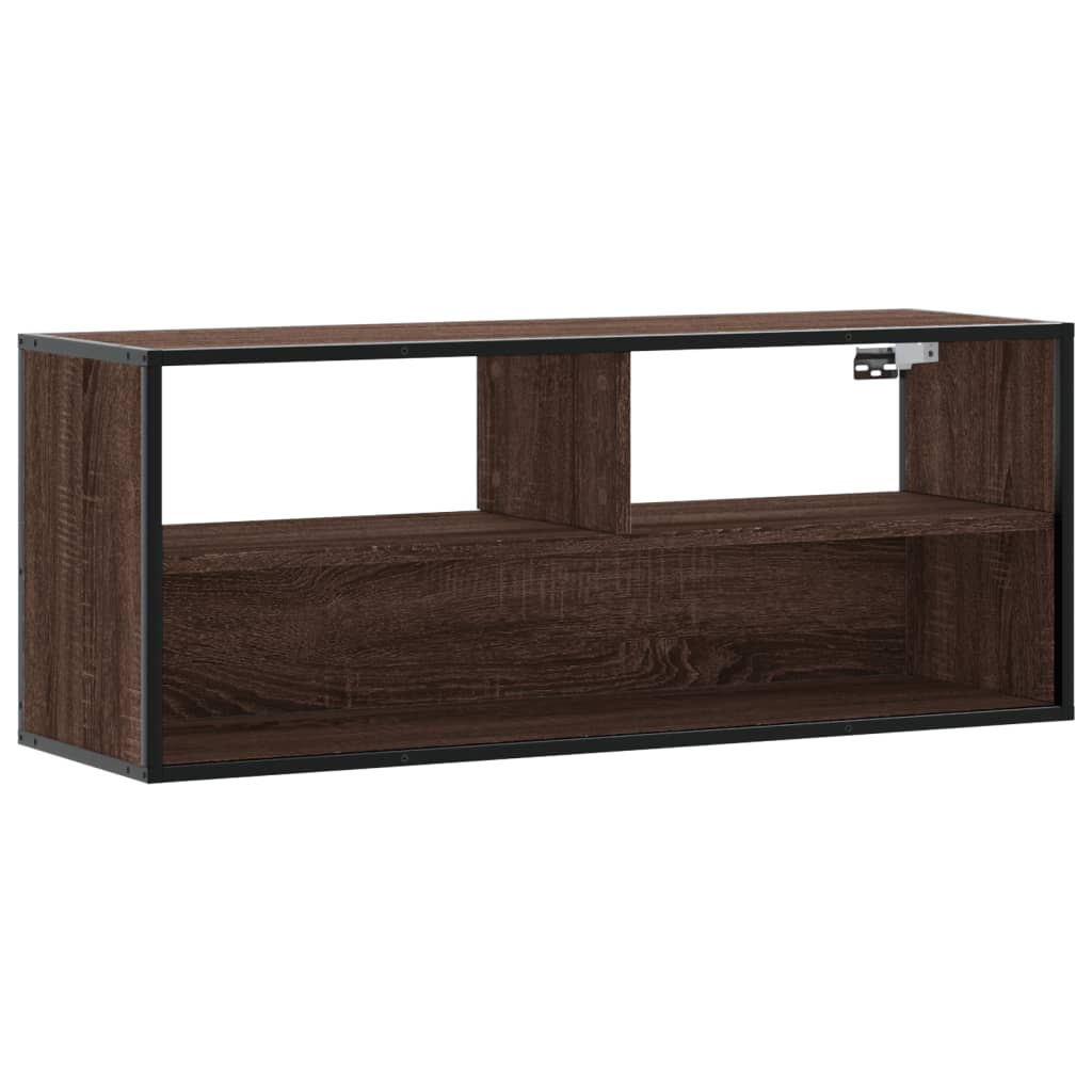 TV Cabinet Brown Oak 100x31x39.5 cm Engineered Wood and Metal