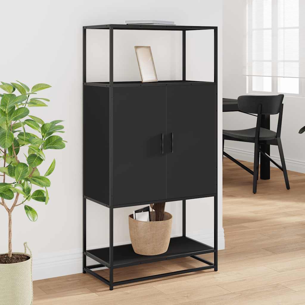 Highboard Black 68x35x139 cm Engineered Wood and Metal
