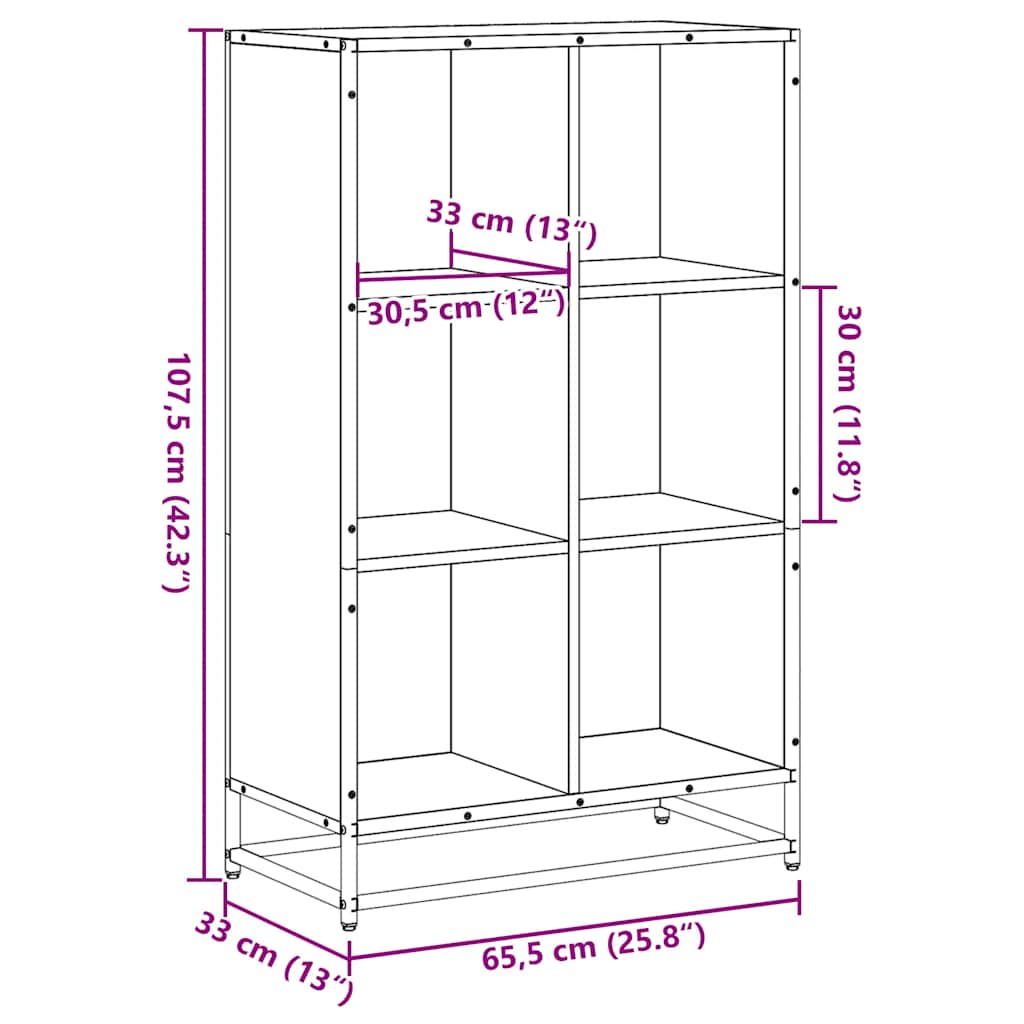 Book Cabinet Smoked Oak 65.5x33x107.5 cm Engineered Wood