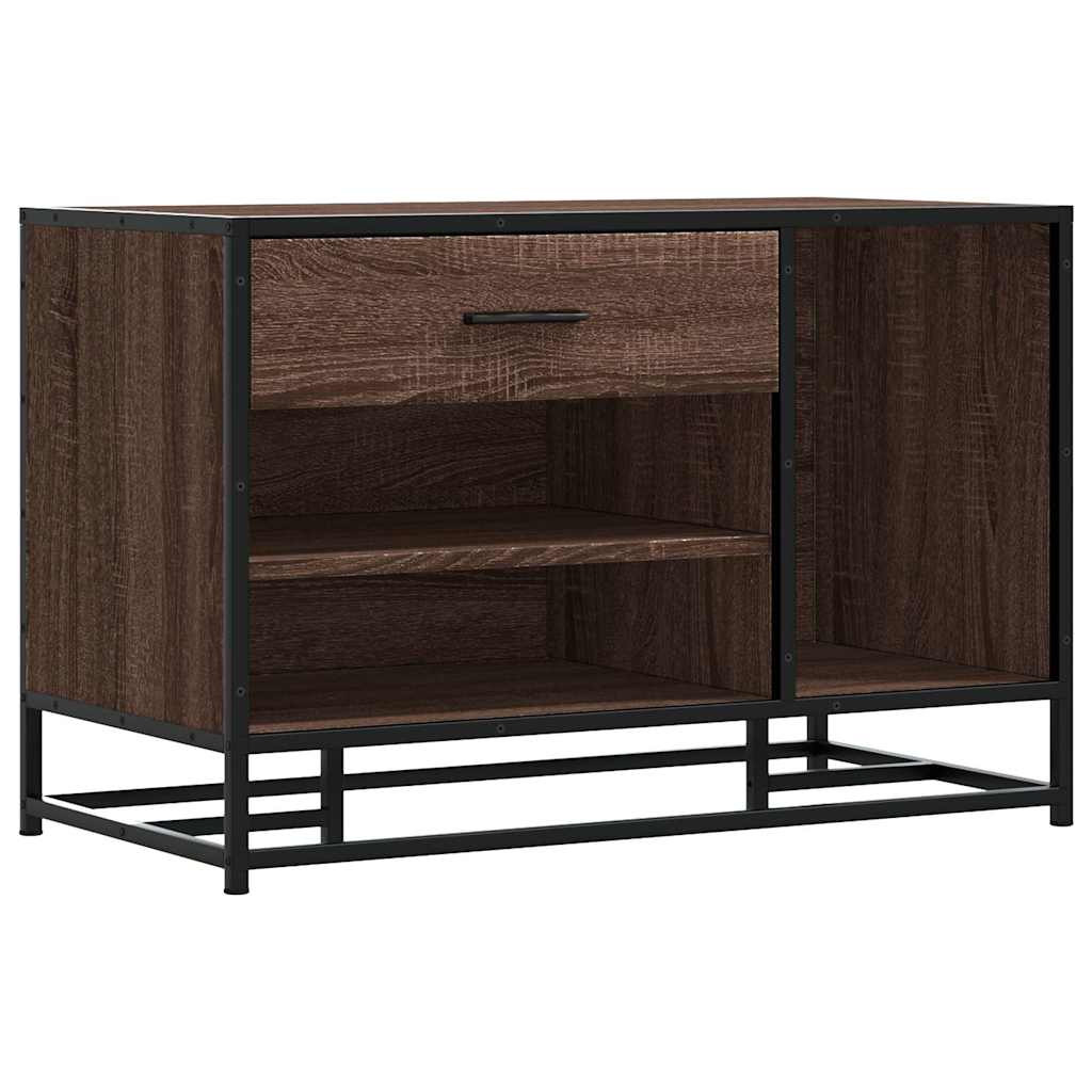 Shoe Bench Brown Oak 80x40x53.5 cm Engineered Wood and Metal