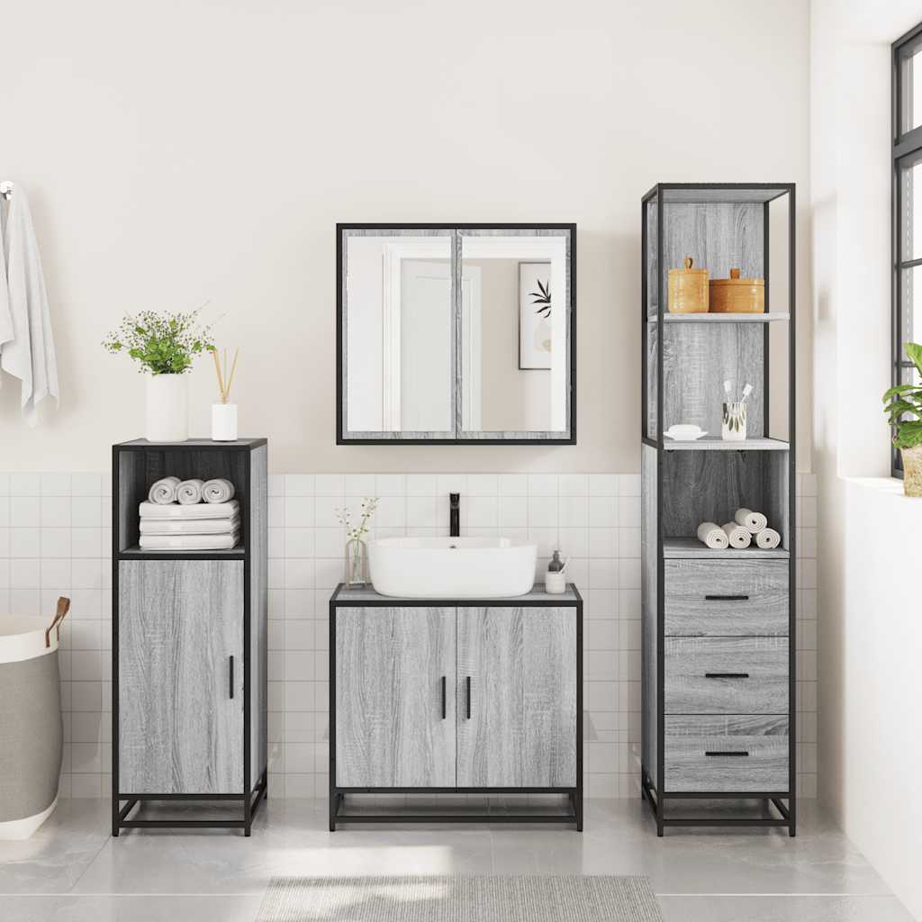 Bathroom Cabinet Grey Sonoma 35x37.5x166 cm Engineered Wood