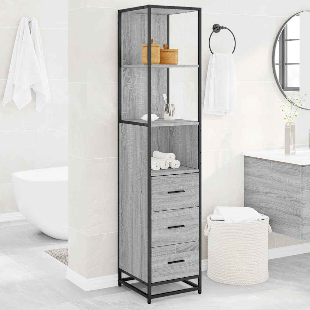 Bathroom Cabinet Grey Sonoma 35x37.5x166 cm Engineered Wood