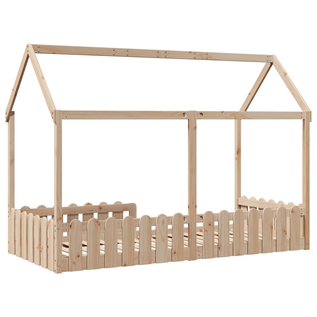 Kids' House Bed Frame without Mattress 90x200 cm Solid Wood Pine